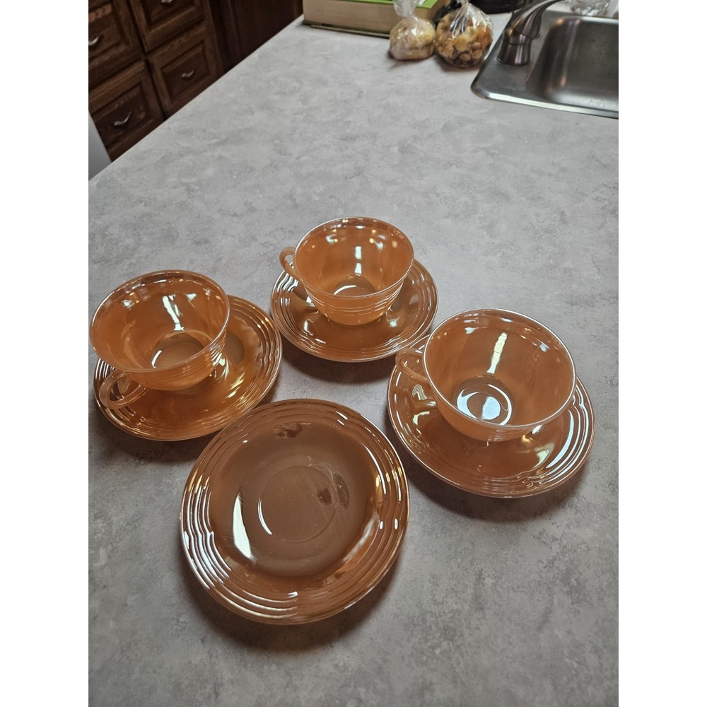 Vintage‎ Anchor Hocking Fire King Cups And Saucers (3 Cups 4 Saucers)